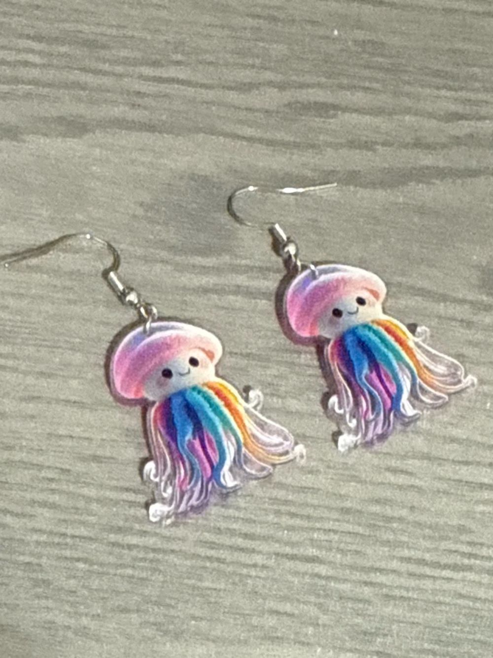 Rainbow Jellyfish Dangle Earrings - Pastel Pink & Multicolor